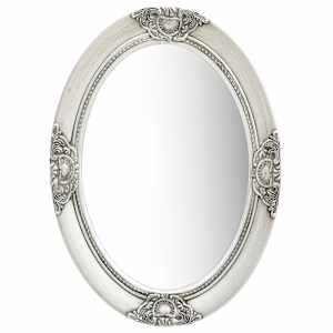 Stensko ogledalo v baročnem stilu 50x70 cm srebrno