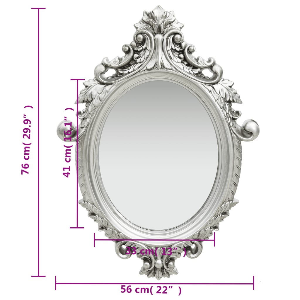 Wall Mirror Castle Style 56x76 Cm Silver VidaXL 16 width=274