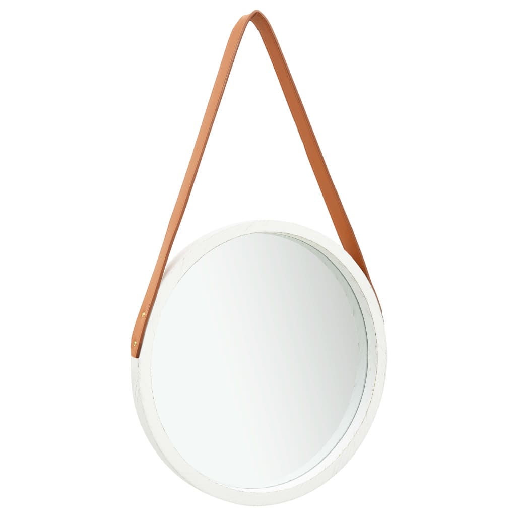 Petrashop  Nástěnné zrcadlo s popruhem 40 cm bílé