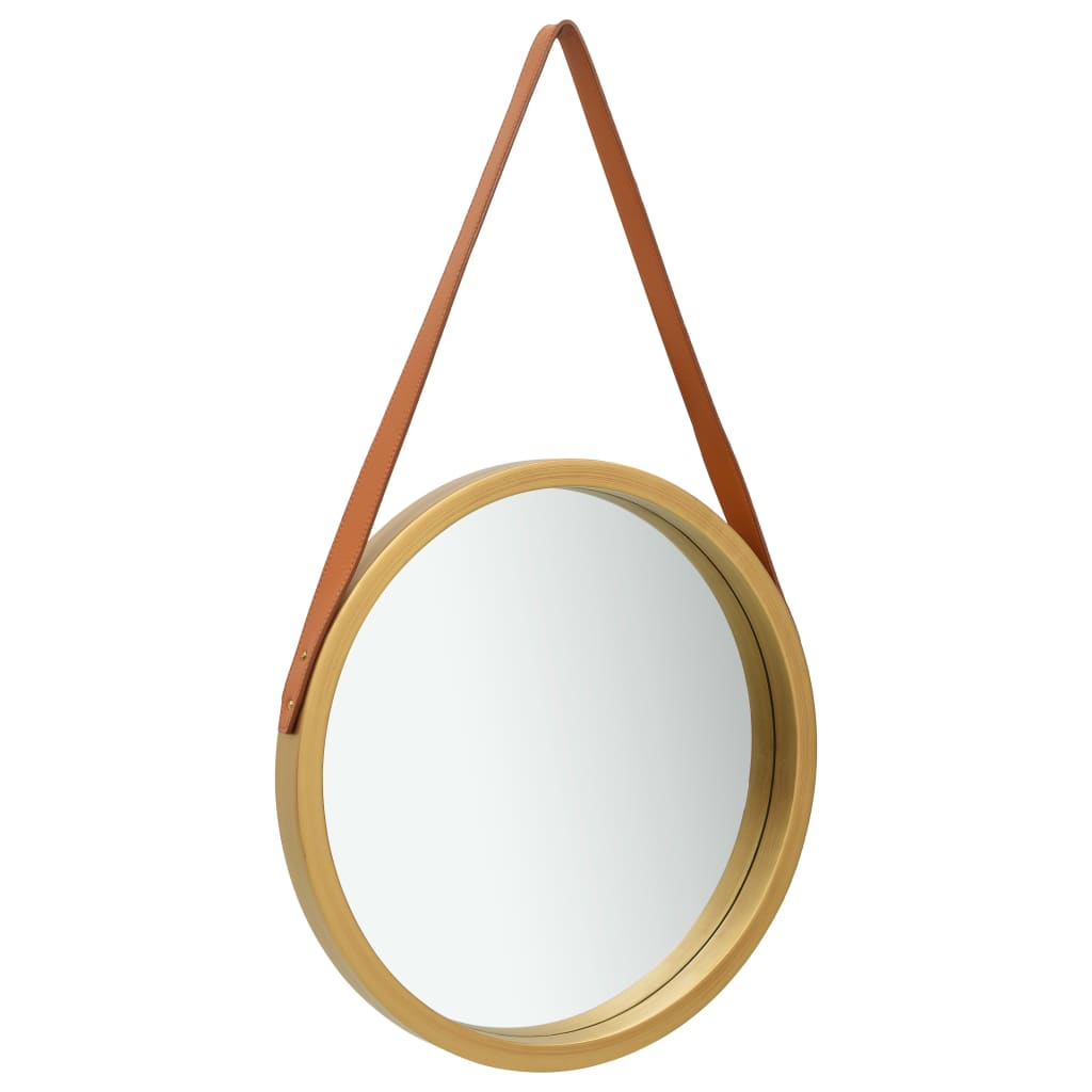 Image of vidaXL Wall Mirror with Strap 40 cm Gold
