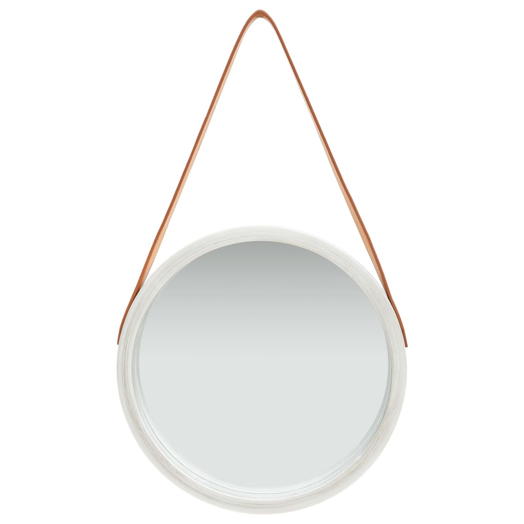 vidaXL Oglindă de perete cu o curea, 40 cm, argintiu
