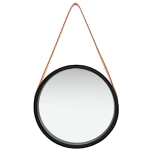 Nástěnné zrcadlo s popruhem 40 cm černé - obrázek 2
