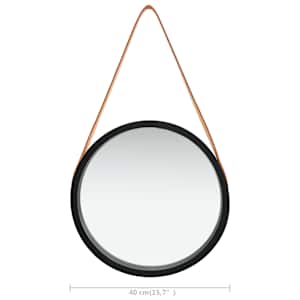Nástěnné zrcadlo s popruhem 40 cm černé - obrázek 6