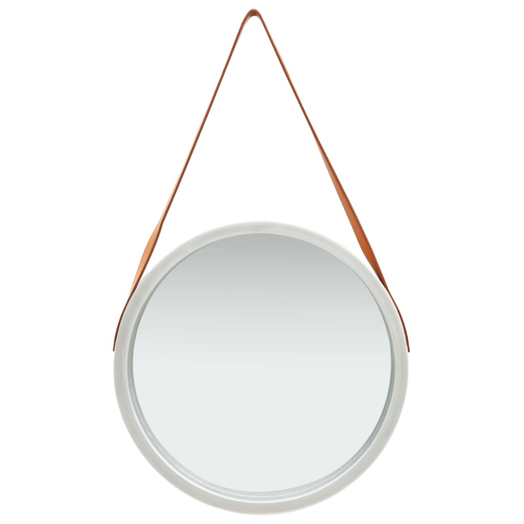 

vidaXL Wandspiegel met band 50 cm zilverkleurig