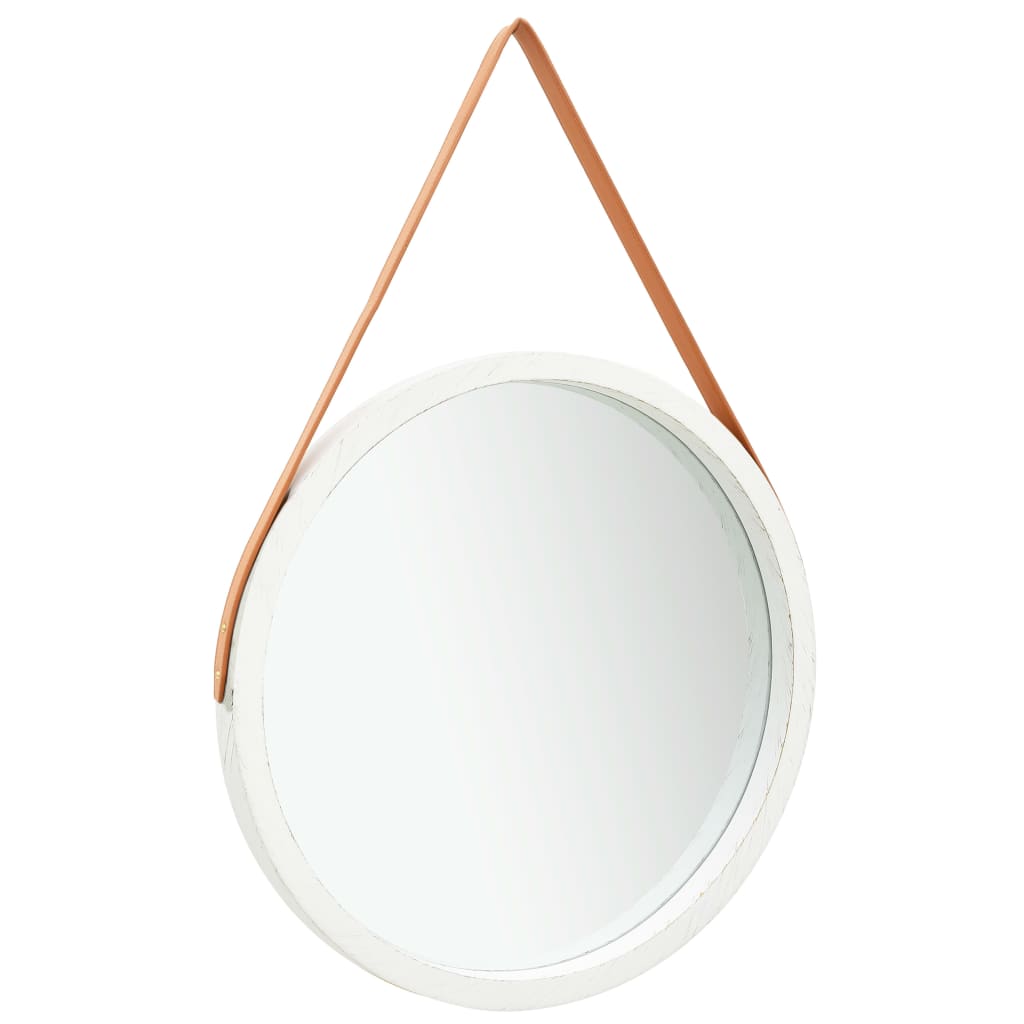  Nástenné zrkadlo s popruhom biele 60 cm