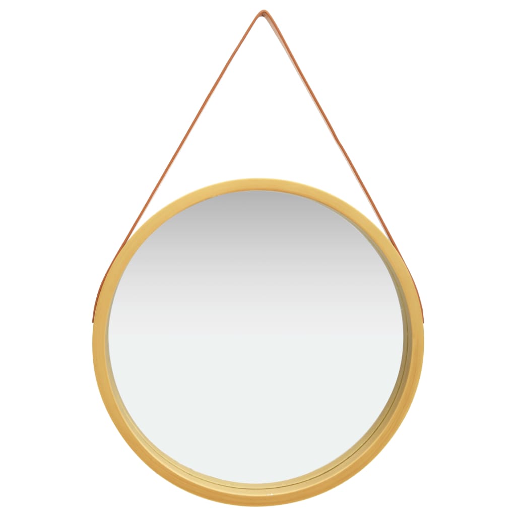 Image of vidaXL Wall Mirror with Strap 60 cm Gold