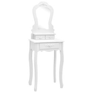 vidaXL Μπουντουάρ με Σκαμπό Λευκό 50 x 59 x 136 εκ. Ξύλο Παυλώνιας