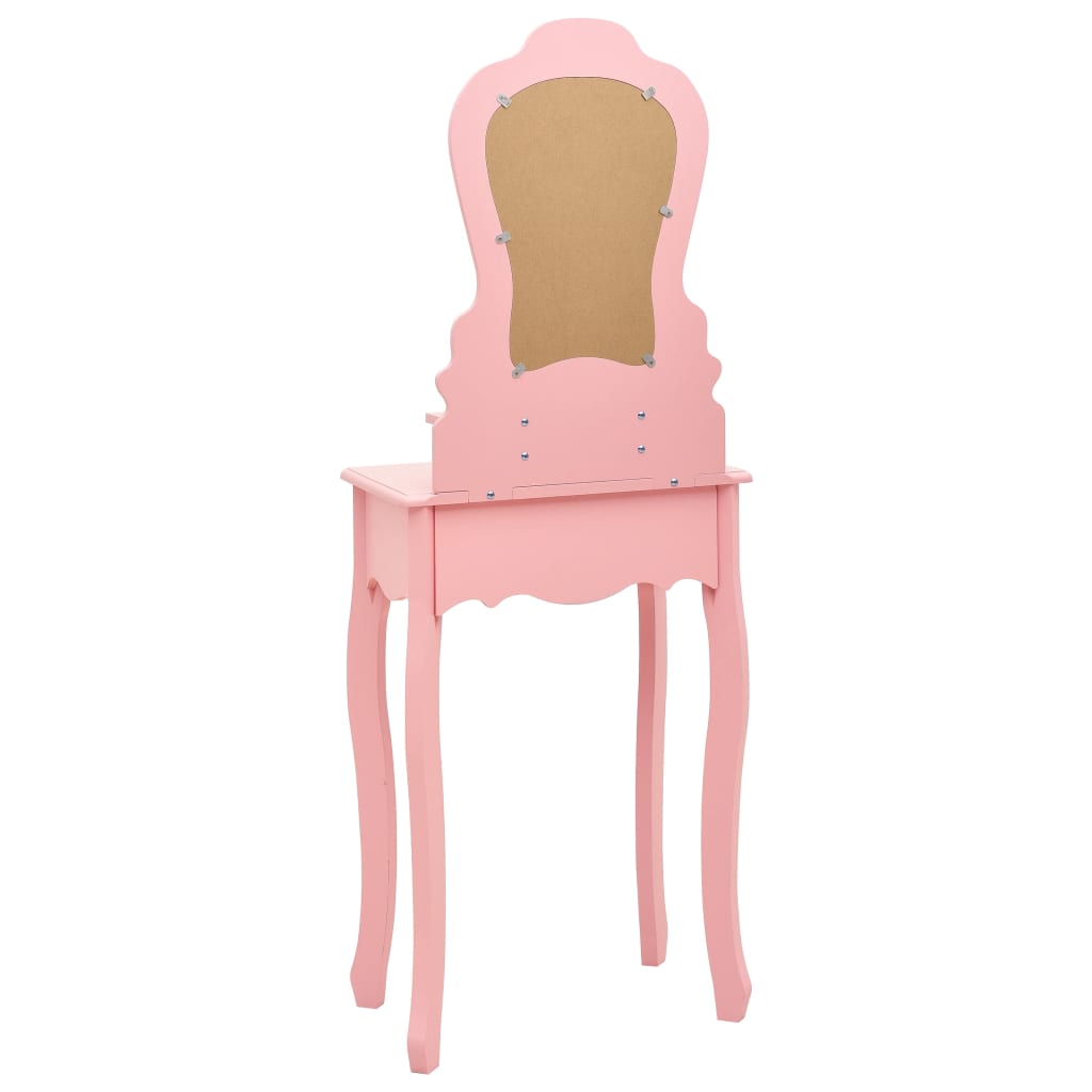 Rózsaszín császárfa fésülködőasztal-szett ülőkével 50x59x136 cm 