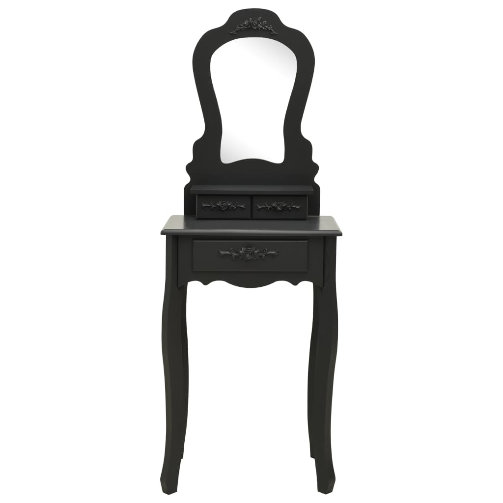 Fekete császárfa fésülködőasztal-szett ülőkével 50x59x136 cm 