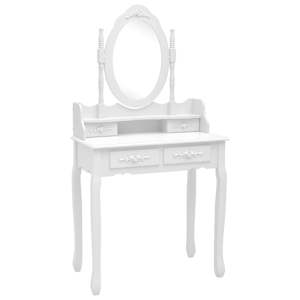 vidaXL Μπουντουάρ με Σκαμπό Λευκό 75 x 69 x 140 εκ. Ξύλο Παυλώνιας