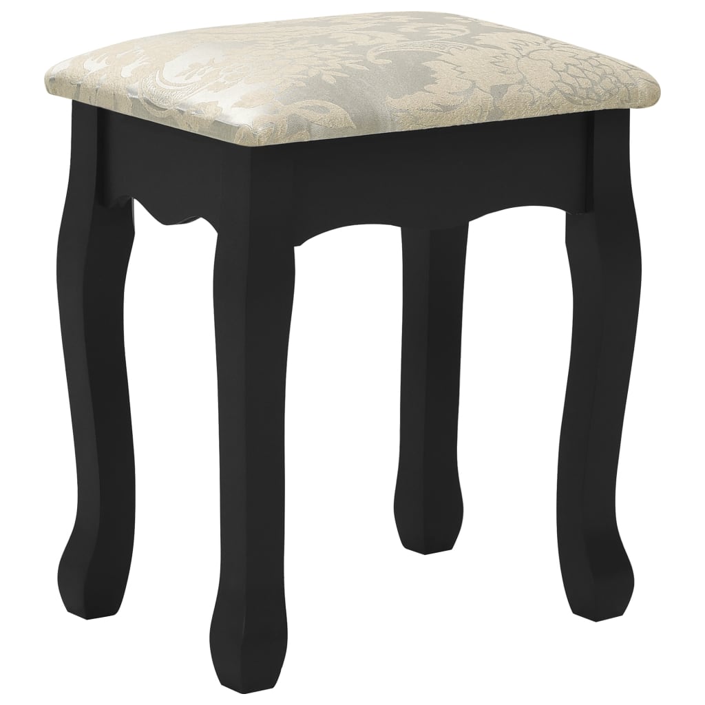 Fekete császárfa fésülködőasztal-szett ülőkével 75x69x140 cm 