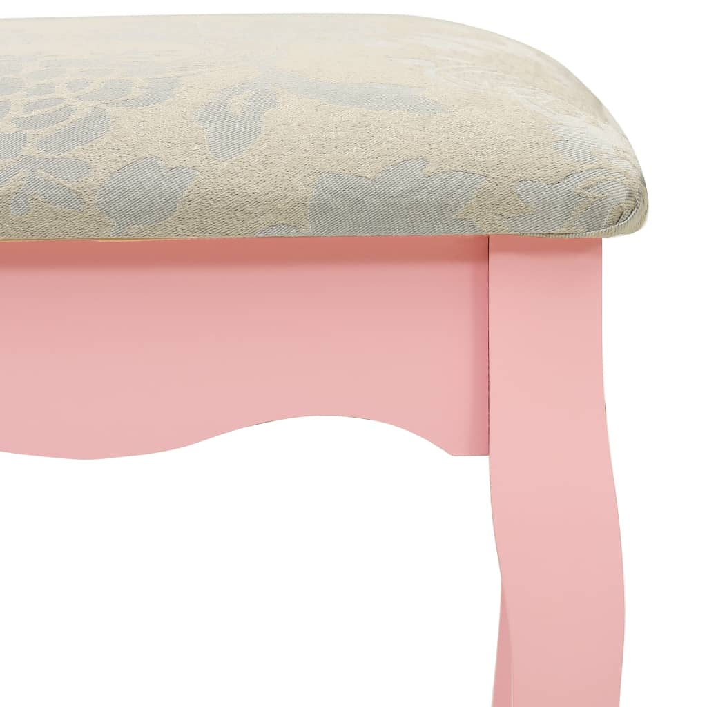 Rózsaszín császárfa fésülködőasztal-szett ülőkével 80x69x141 cm 