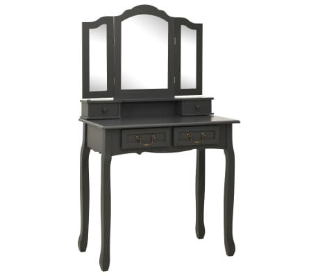 vidaXL Kaptafelset met kruk 80x69x141 cm paulowniahout grijs