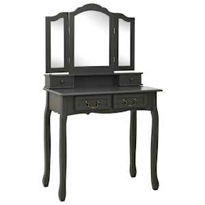 vidaXL Kaptafelset met kruk 80x69x141 cm paulowniahout grijs