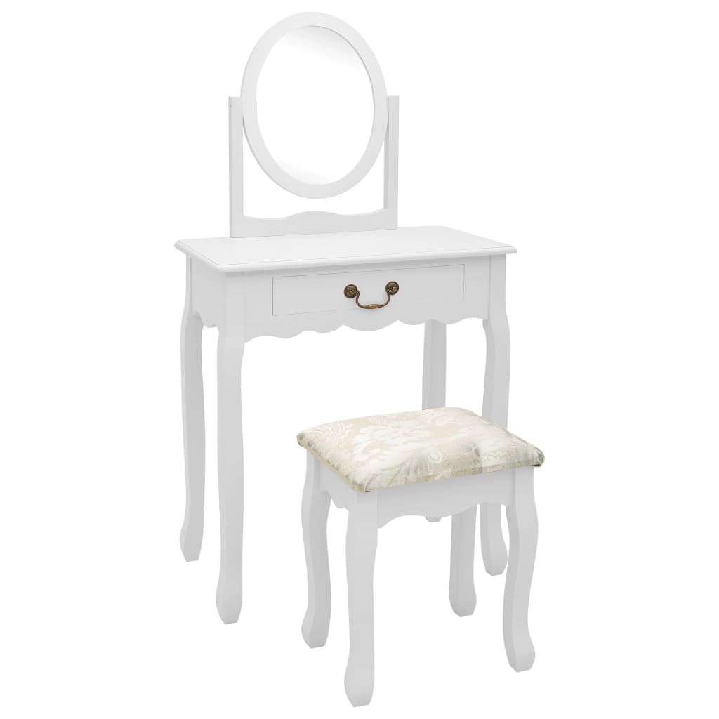 Petrashop  Toaletní stolek se stoličkou bílý 65x36x128 cm pavlovnia MDF