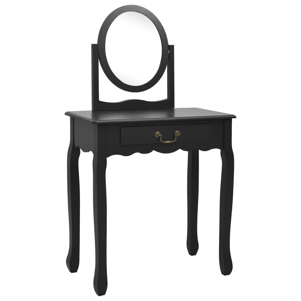 vidaXL Coiffeuse et tabouret Noir 65x36x128 cm Bois de paulownia MDF