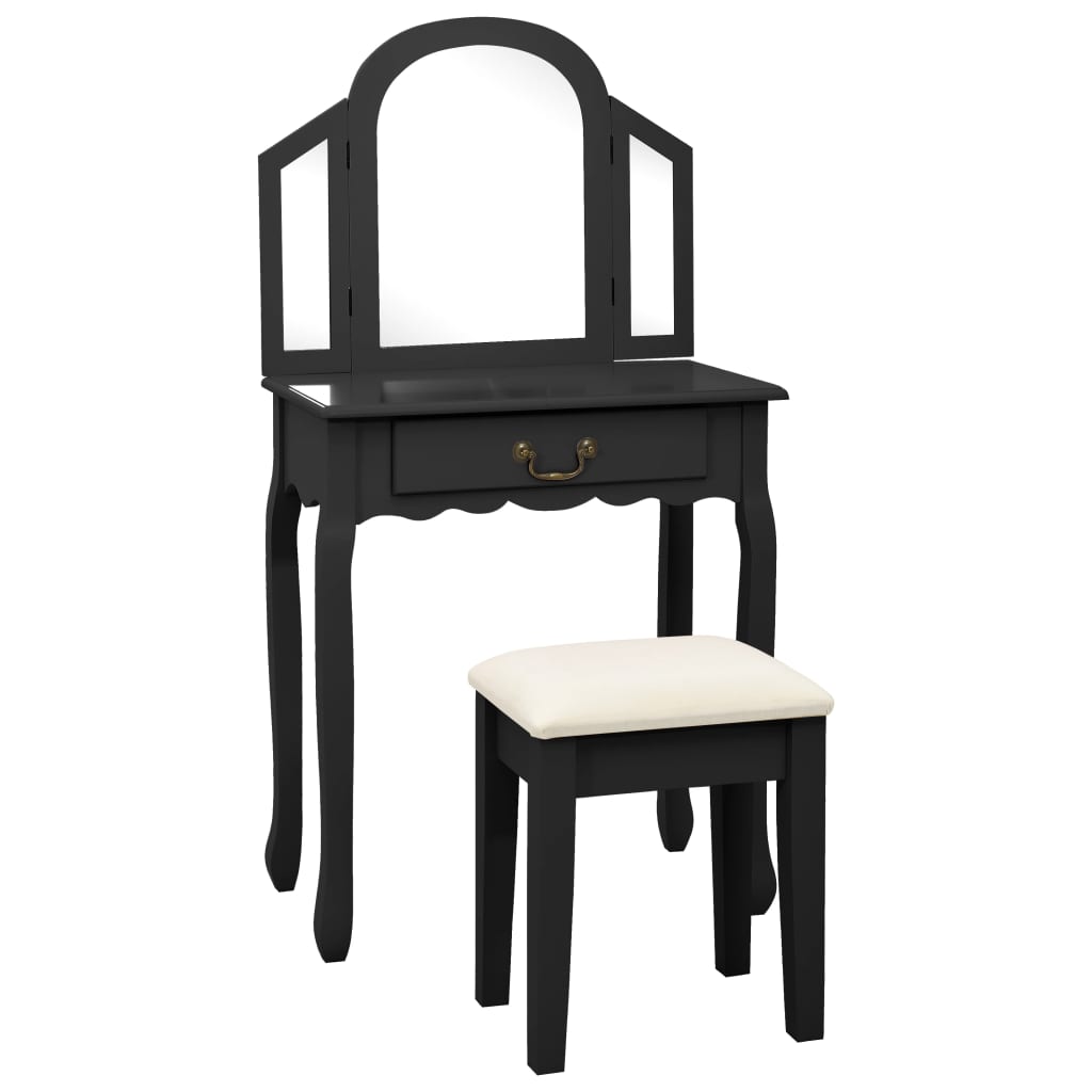 Petrashop  Toaletní stolek se stoličkou černý 65x36x128 cm pavlovnia MDF