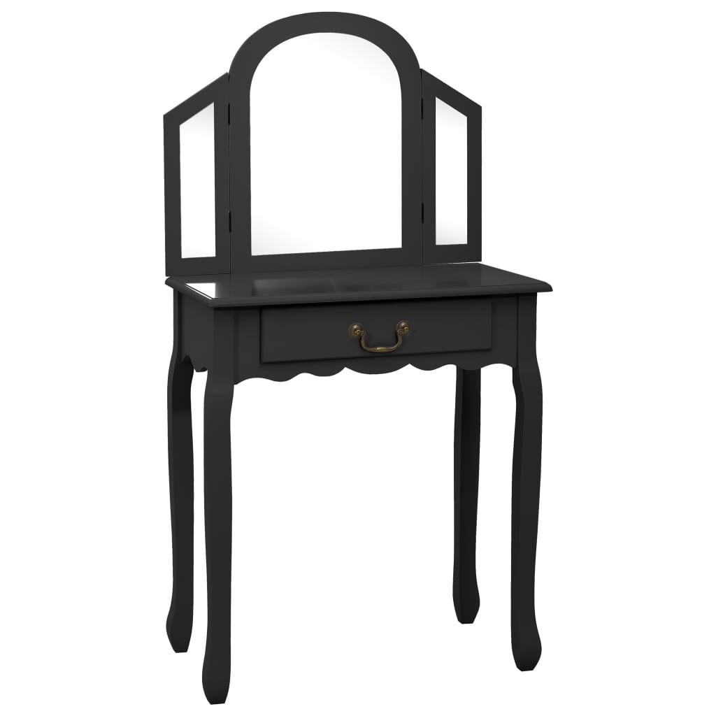 Toaletní stolek se stoličkou černý 65x36x128 cm pavlovnia MDF