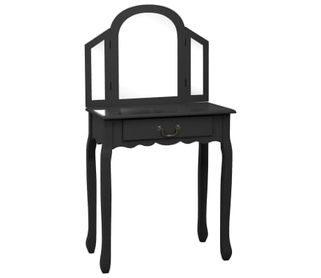 vidaXL Masă toaletă cu taburet negru 65x36x128 cm lemn paulownia MDF