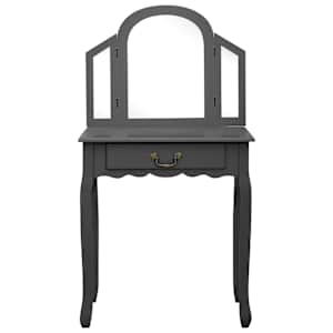 Toaletní stolek se stoličkou šedý 65x36x128 cm pavlovnia MDF - obrázek 3