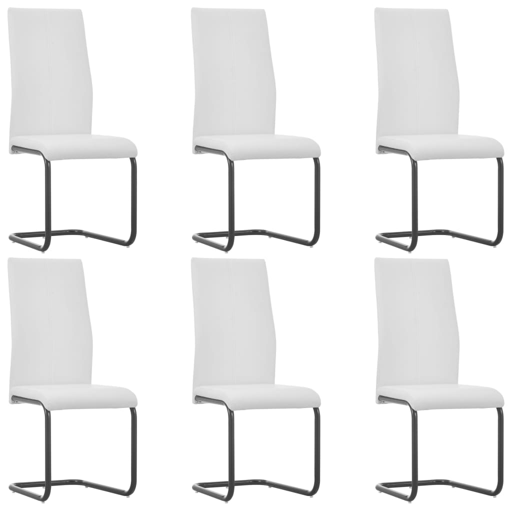 vidaXL Takajalattomat ruokapöydän tuolit 6 kpl valkoinen keinonahka