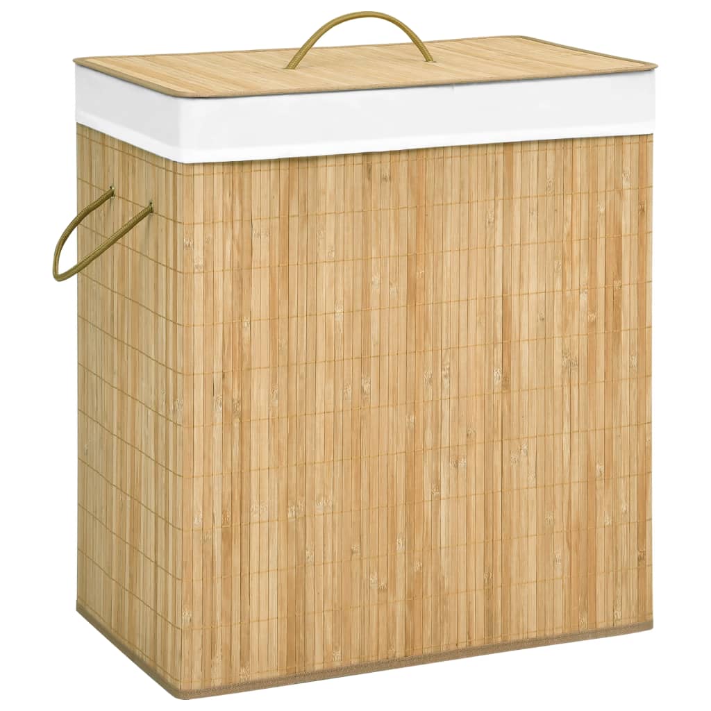 vidaXL vasketøjskurv med 2 rum 100 l bambus