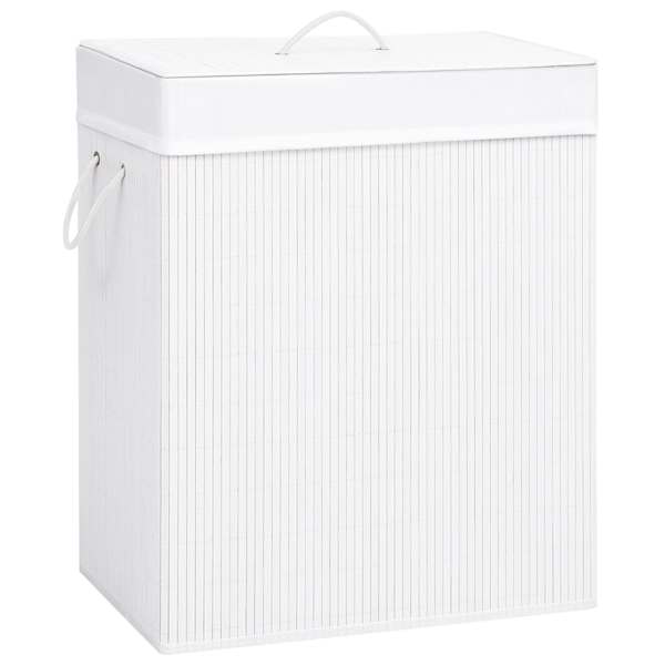 vidaXL bambusest pesukorv 2 sektsiooniga, valge 100 l