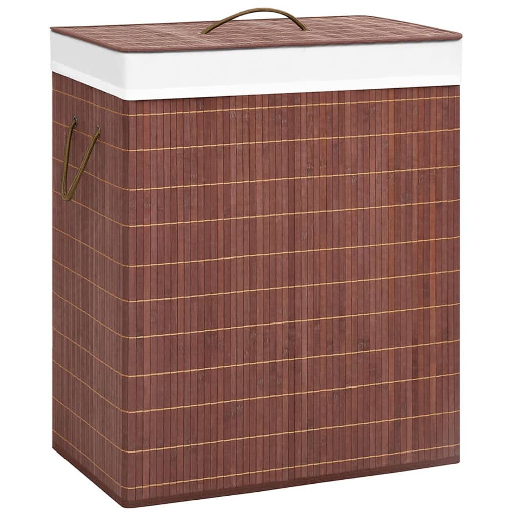 Bambus-Wäschekorb mit 2 Fächern Braun 100 L kaufen