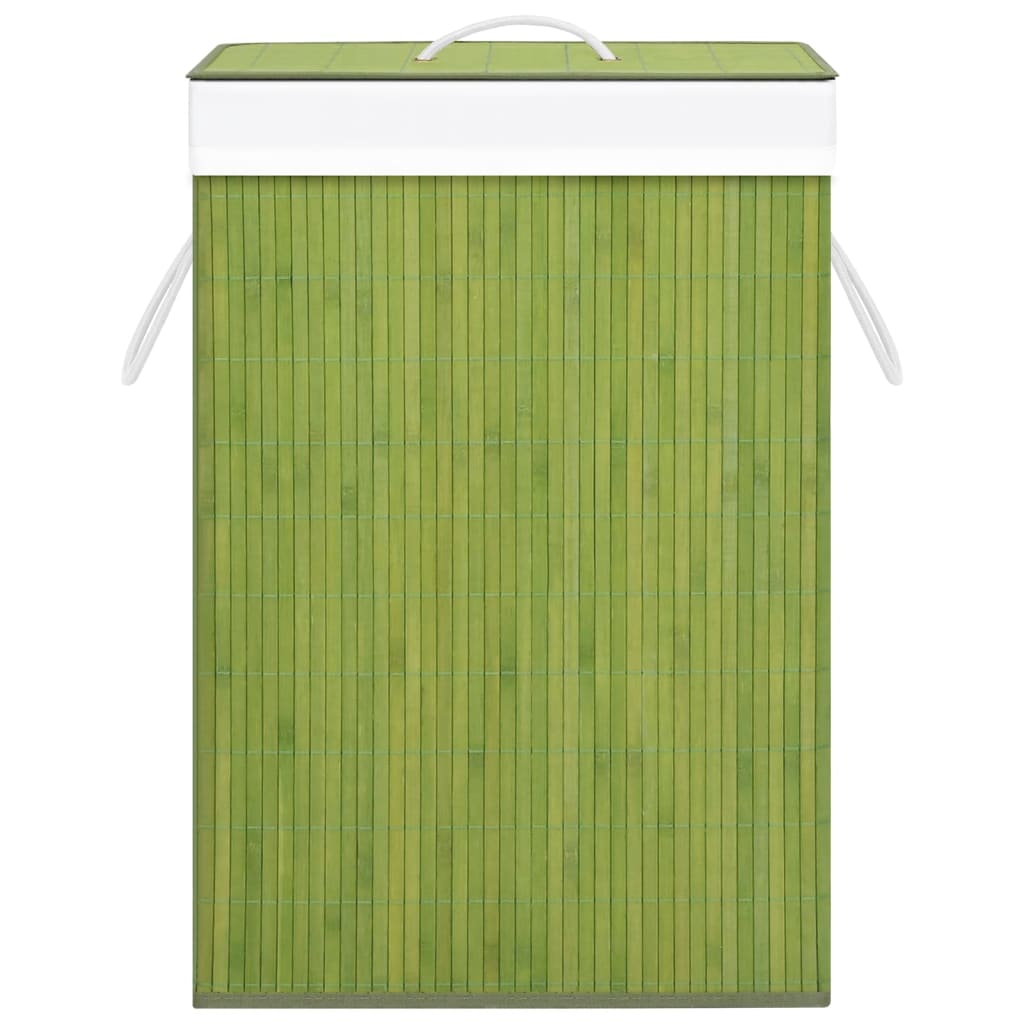 Bambus-Wäschekorb mit 2 Fächern Grün 72 L