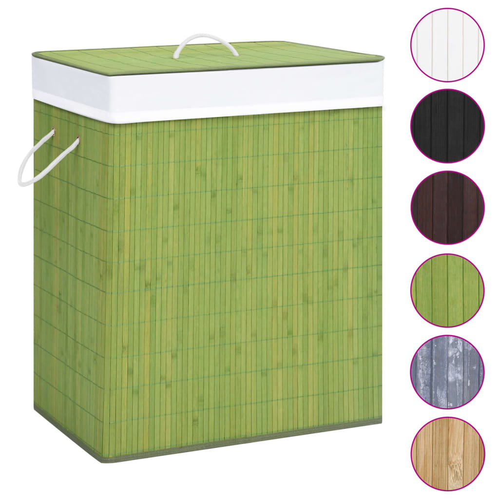 vidaXL vasketøjskurv med 1 rum 83 l bambus grøn