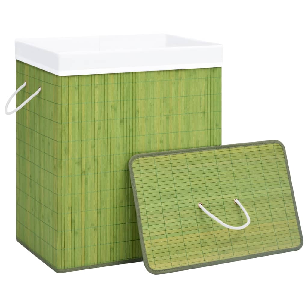 Bambus-Wäschekorb mit 1 Fach Grün 83 L