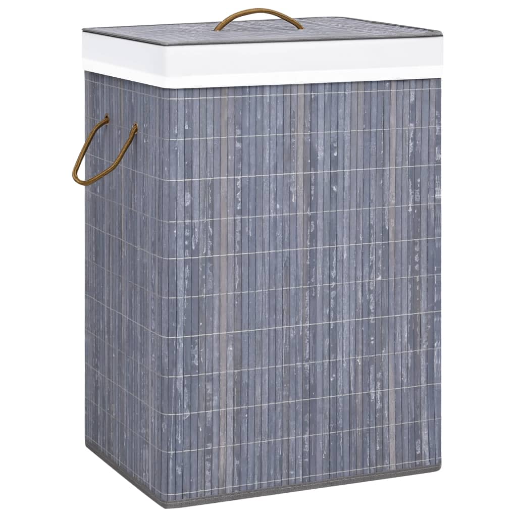 vidaXL vasketøjskurv med 1 rum bambus grå