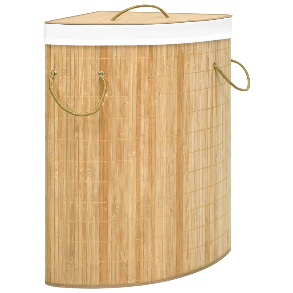 vidaXL Coș de rufe din bambus de colț, 60 L vidaXL