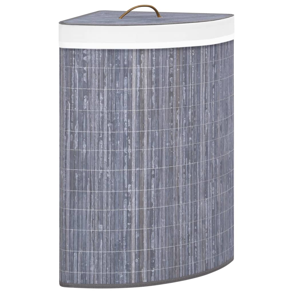 

vidaXL Bamboo Corner Laundry Basket Gray 15.9 gal