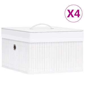 vidaXL bambusest hoiukastid, 4 tk, valge