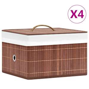 Bambusové úložné boxy 4 ks hnědé - obrázek 1