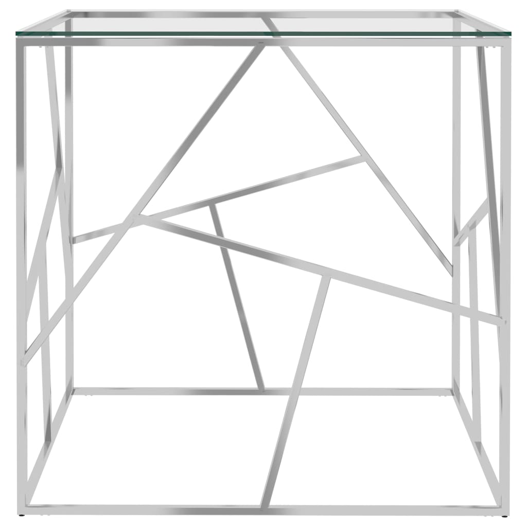 

vidaXL Salontafel 55x55x55 cm roestvrij staal en glas zilverkleurig