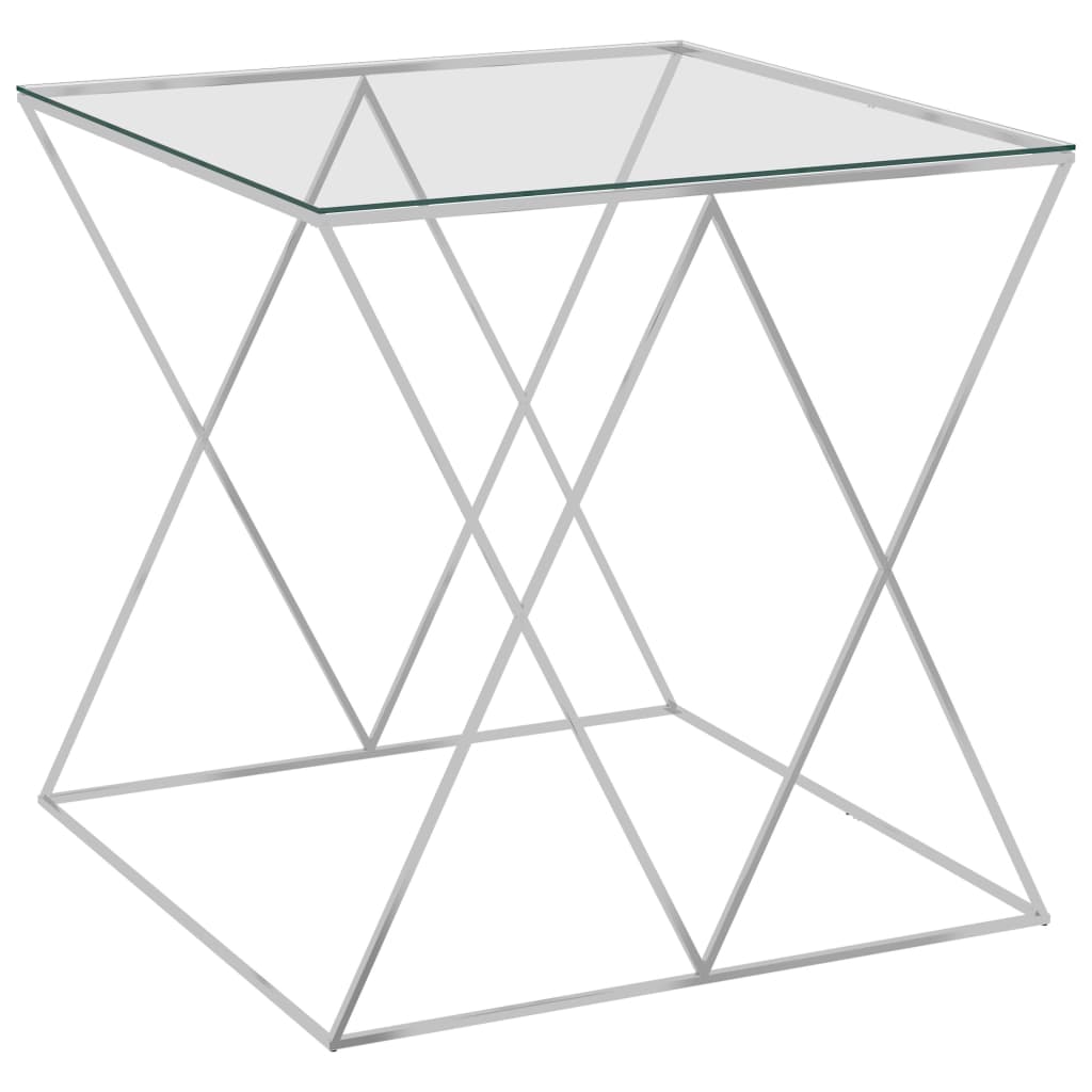 289018 vidaXL Coffee Table Silver 55x55x55 cm Stainless Steel and Glass