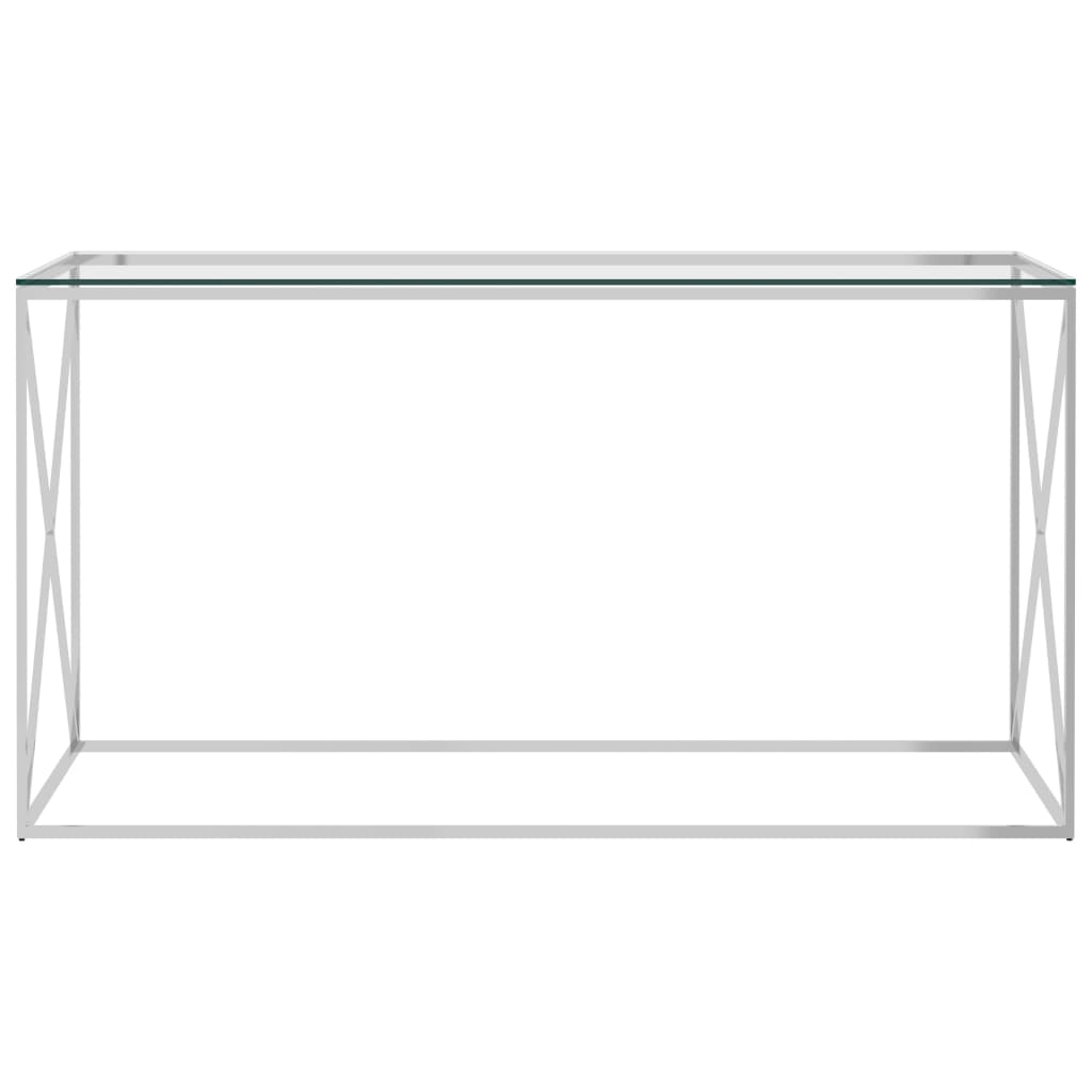 

vidaXL Bijzettafel 140x40x78 cm roestvrij staal en glas zilverkleurig