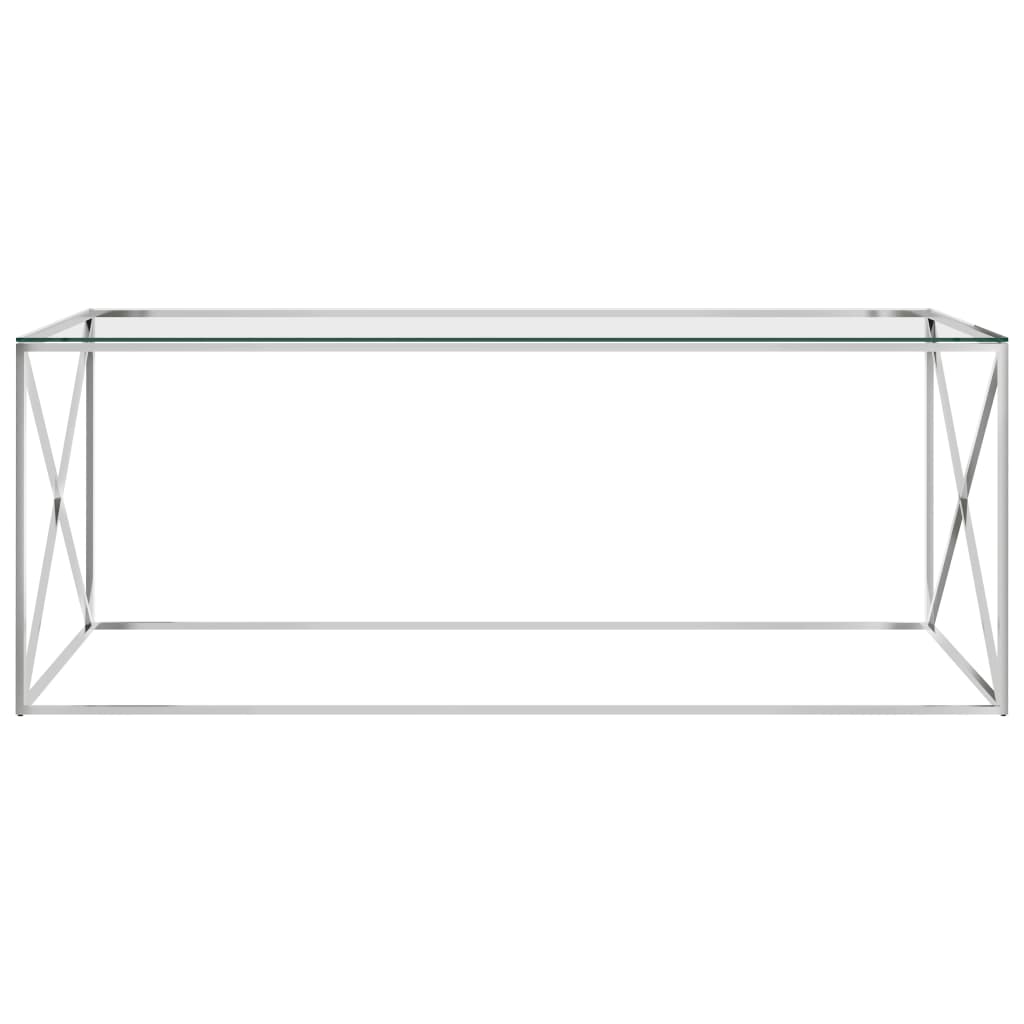 

vidaXL Salontafel 120x60x45 cm roestvrij staal en glas zilverkleurig