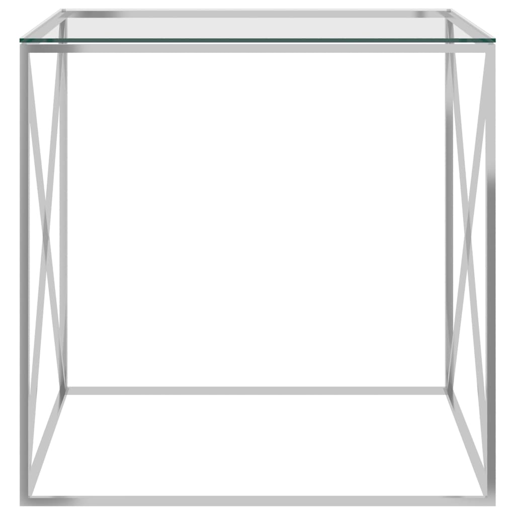 vidaXL Table basse Argenté 55x55x55 cm Acier inoxydable et verre