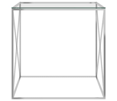 vidaXL Table basse Argenté 55x55x55 cm Acier inoxydable et verre