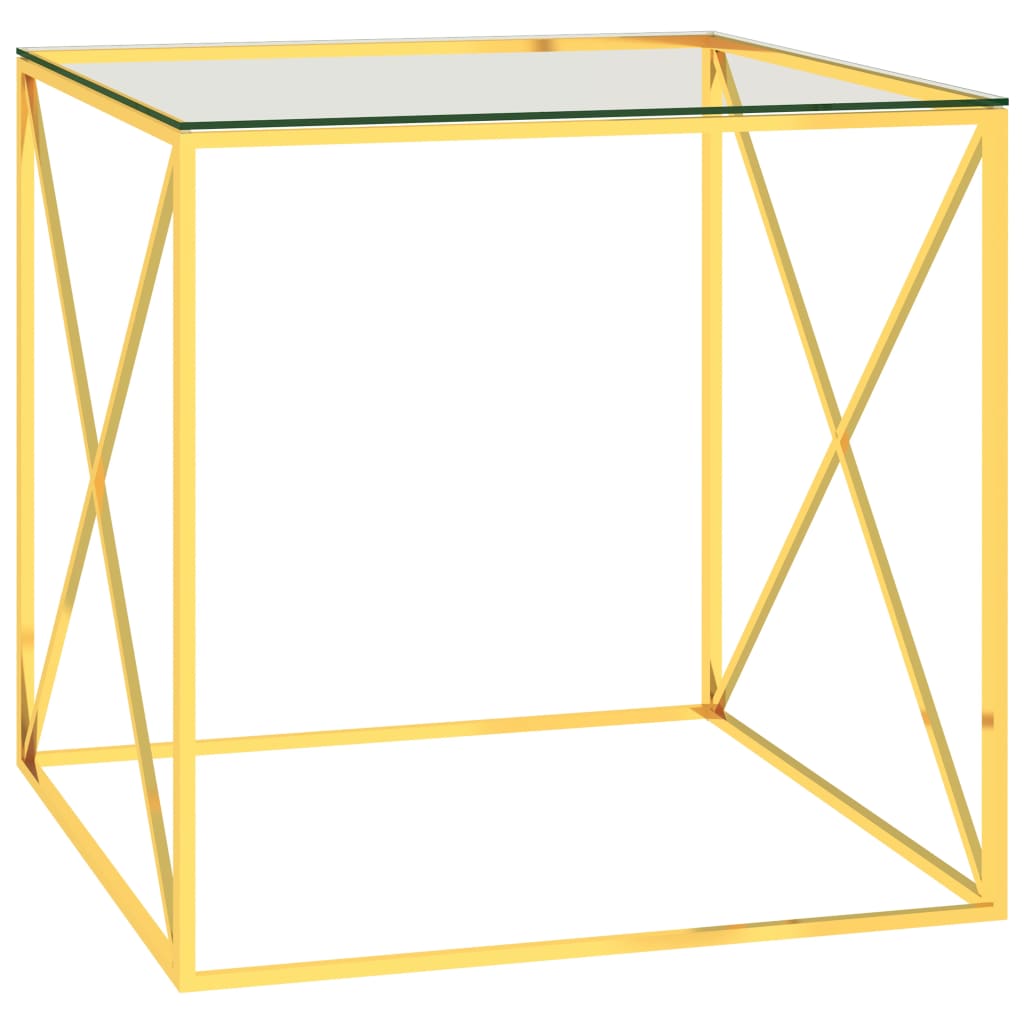 vidaXL Salongbord gull 55x55x55 cm rustfritt stål og glass - Møbler > Bord > Stuebord > Salongbord