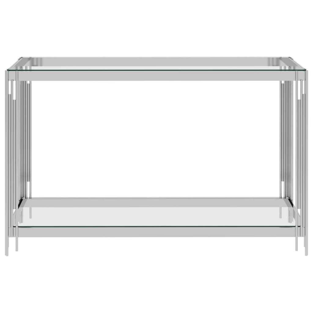 vidaXL Bijzettafel 120x40x78 cm roestvrij staal en glas zilverkleurig