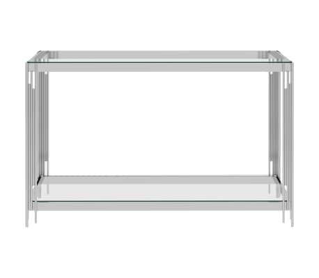 vidaXL Bijzettafel 120x40x78 cm roestvrij staal en glas zilverkleurig