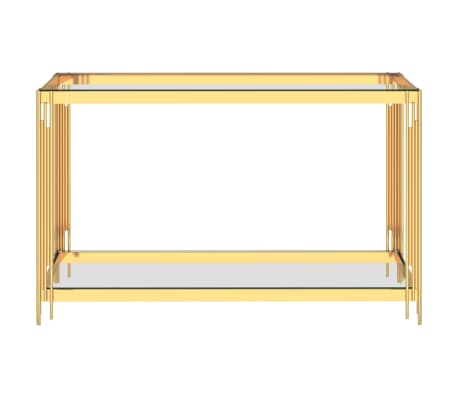 vidaXL Masă laterală, auriu, 120x40x78 cm, oțel inoxidabil & sticlă