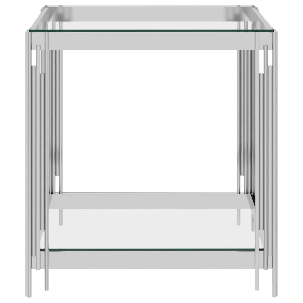 vidaXL Soffbord silver 55x55x55 cm rostfritt stål och glas