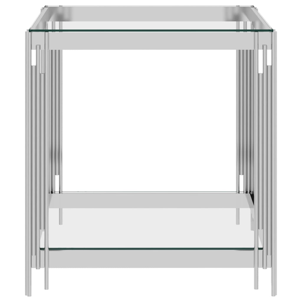 

vidaXL Salontafel 55x55x55 cm roestvrij staal en glas zilverkleurig