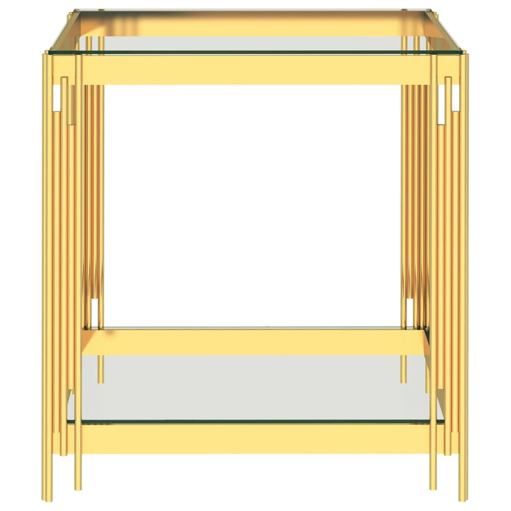 

vidaXL Salontafel 55x55x55 cm roestvrij staal en glas goudkleurig