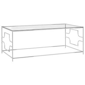 Konferenční stolek stříbrný 120x60x45 cm nerezová ocel a sklo